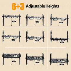 PLITTPETTS 9-height adjustable dog feeder highlights versatile height settings for growing pets.