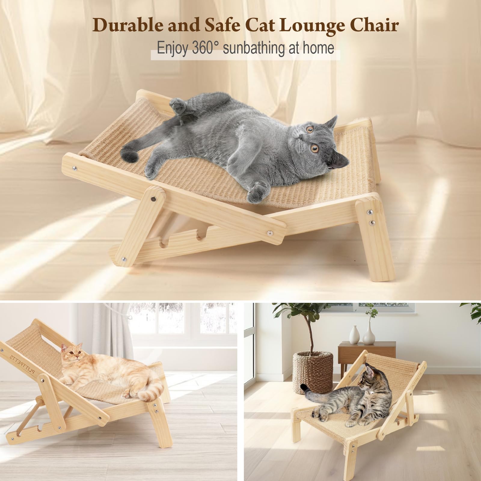 PLITTPETTS sisal cat scratcher bed dimensions show spacious lounging area.