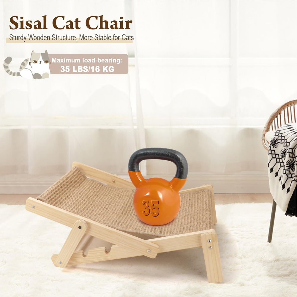 PLITTPETTS sisal cat scratcher bed in flat lounger position for a cozy nap.