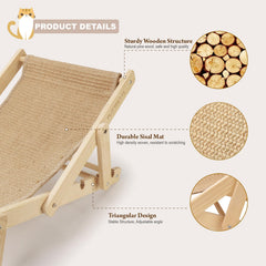 PLITTPETTS sisal cat scratcher bed four-position adjustable angles for personalized comfort.