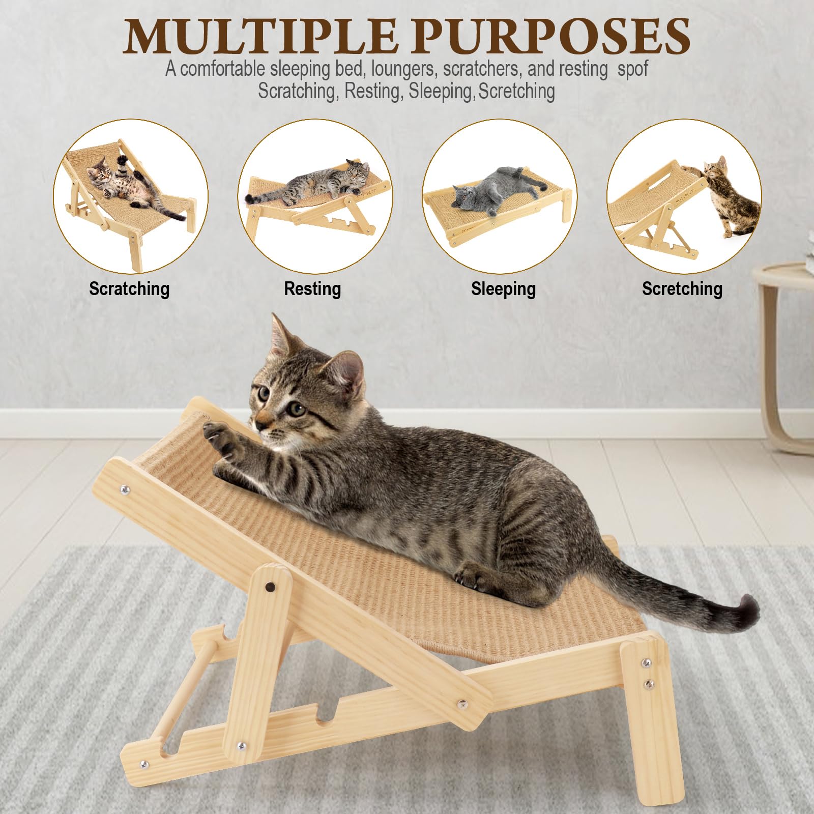 PLITTPETTS sisal cat scratcher bed natural sisal material highlights eco-friendly surface.