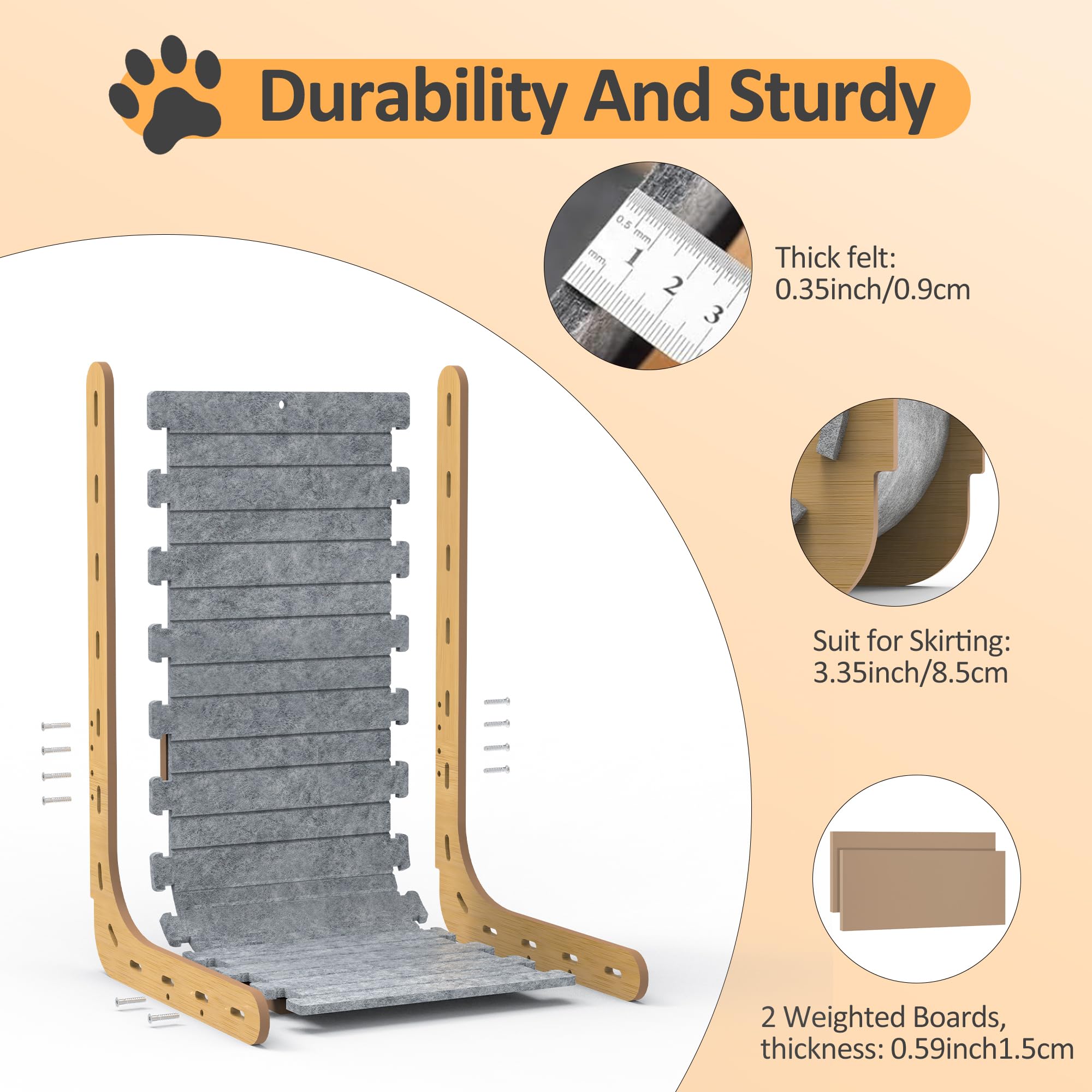 PLITTPETTS felt cat scratcher vertical setup fits neatly in a corner