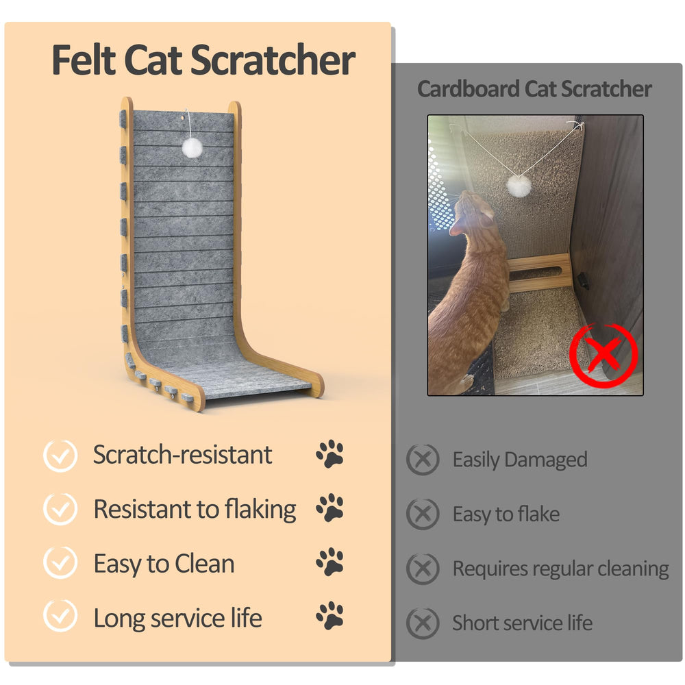 PLITTPETTS felt cat scratcher features sturdy wood frame