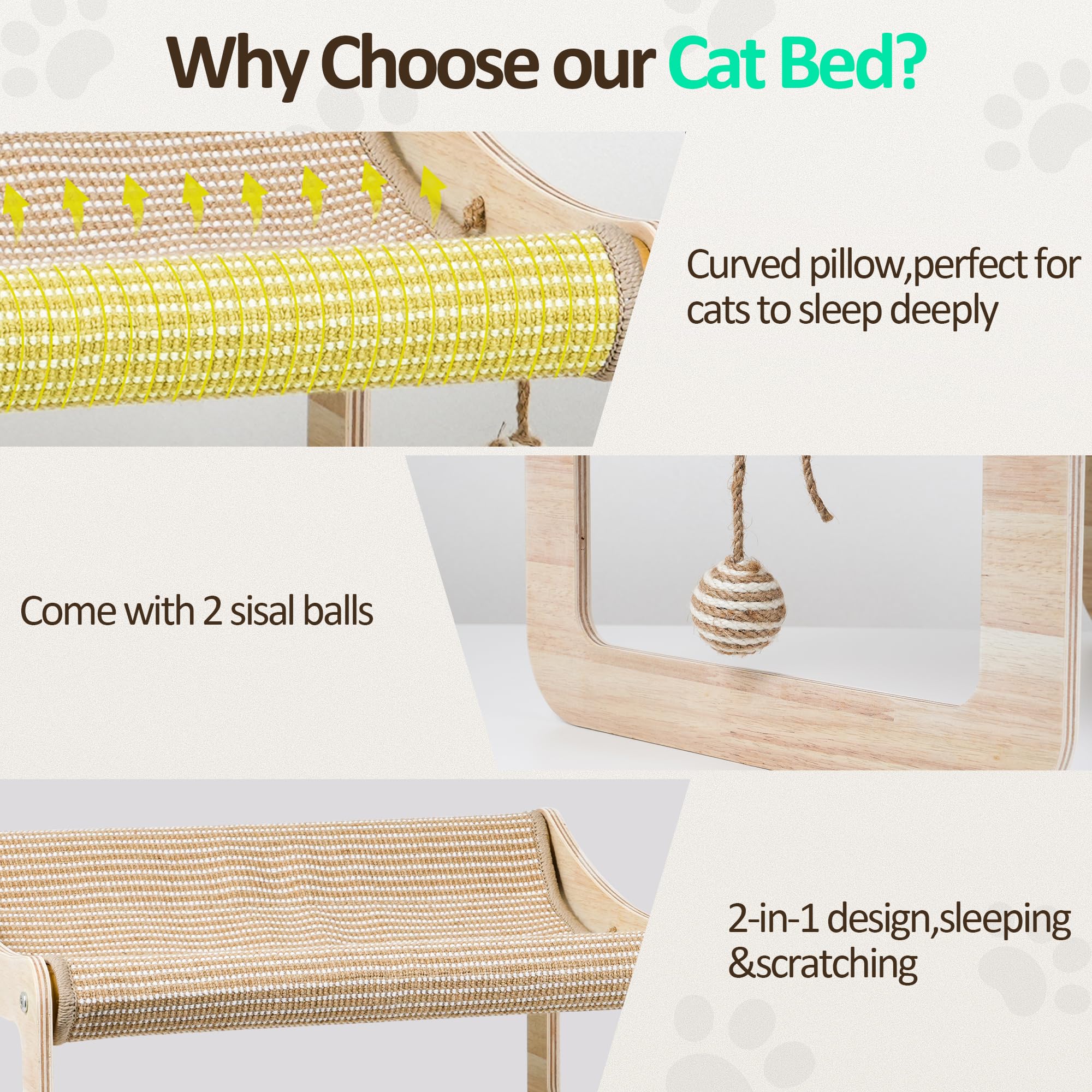 PLITTPETTS Sisal Hammock Bed on wood frame provides a comfy resting spot