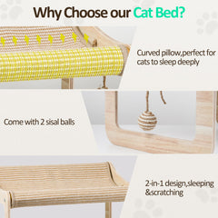 PLITTPETTS Sisal Hammock Bed on wood frame provides a comfy resting spot