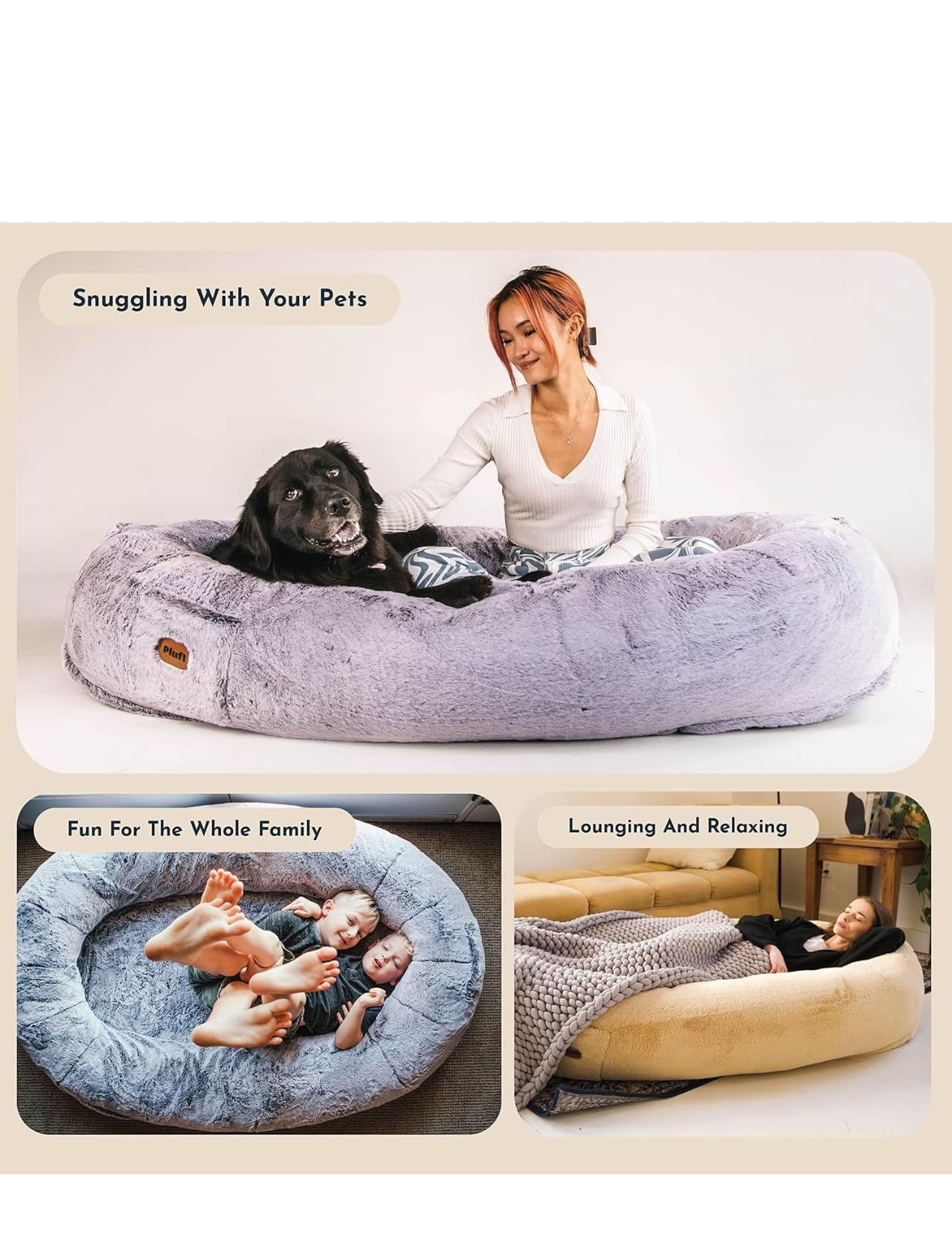 Plufl 360-degree pillow bolsters surround for relaxed lounging