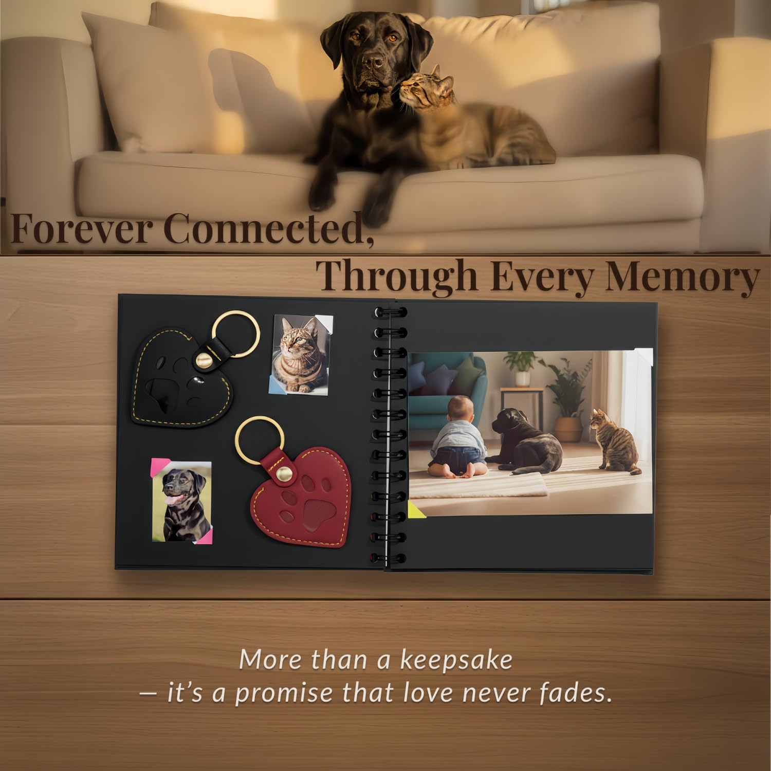 PLUSYYY pet memorial keychain red heart holds fur or photo