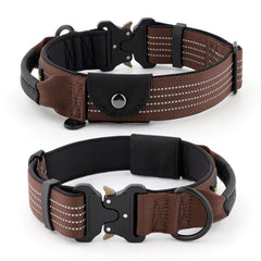 Plutus Pet adjustable reflective nylon collar providing secure fit for medium to large dogs.