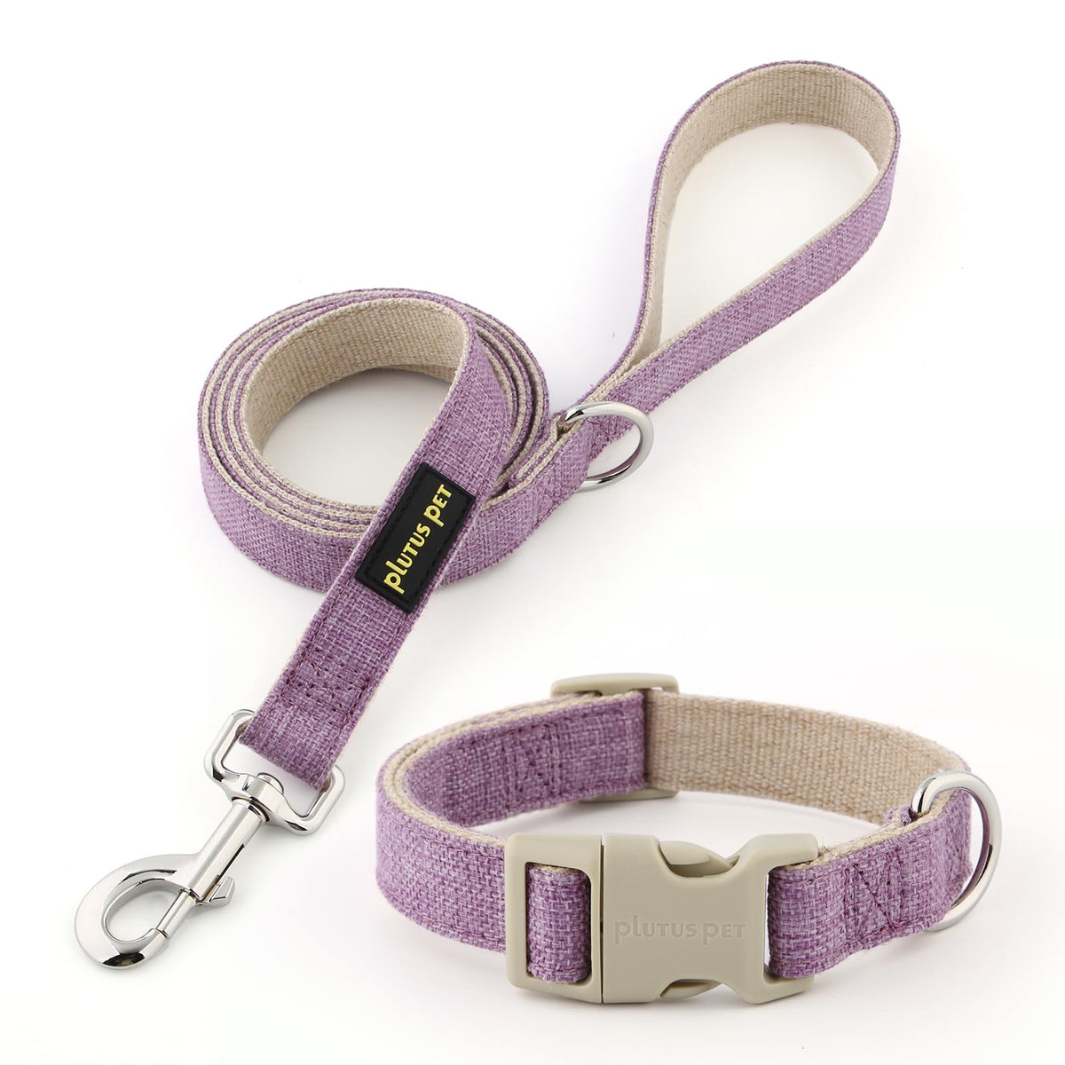 Collar de Plutus Pet en lavanda con ajuste cómodo para perros.
