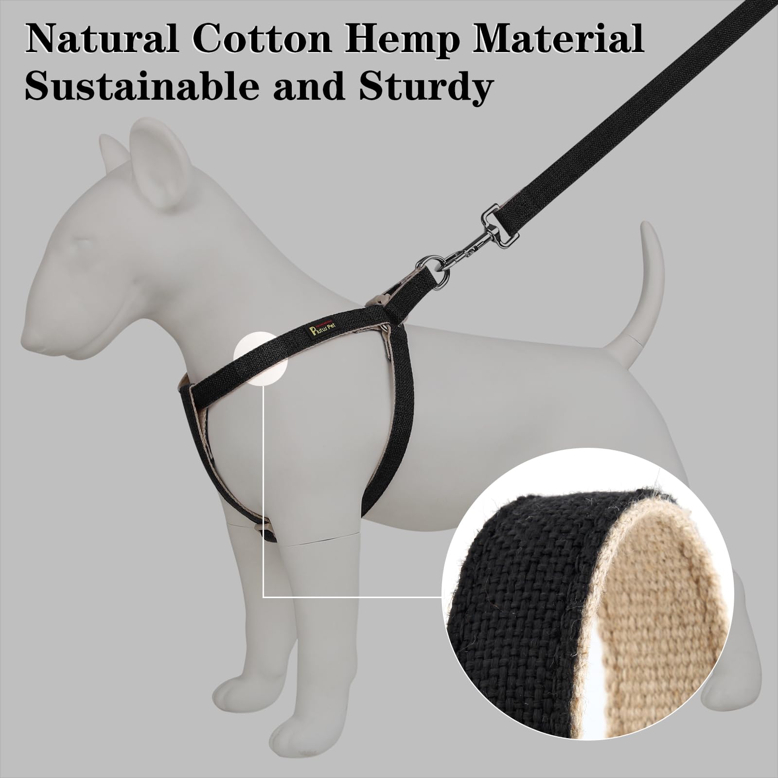 Plutus Pet Cotton Hemp Step-In Harness with two D-rings showcases escape-proof safety