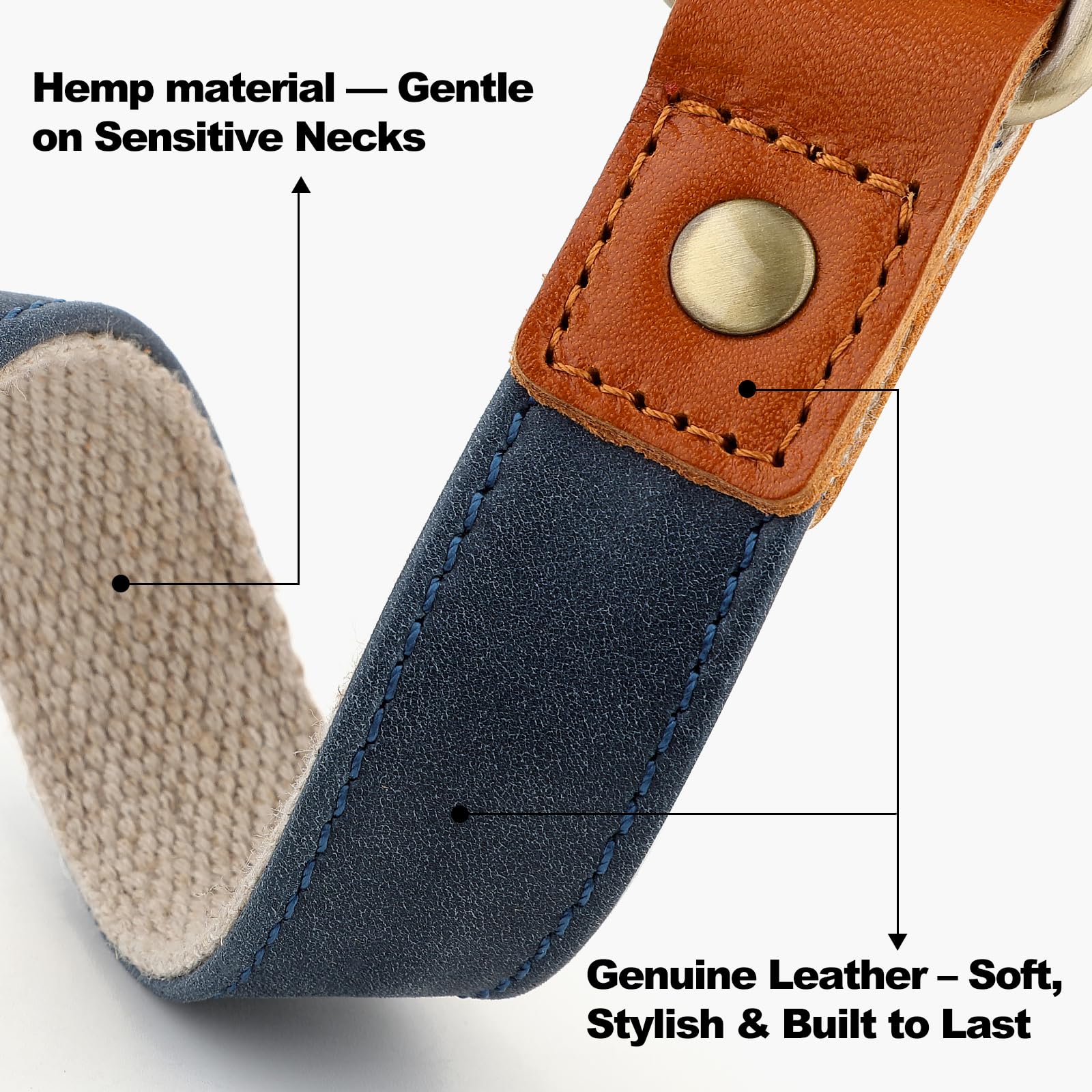 Plutus Pet leather hemp dog collar with quick release for easy daily wear