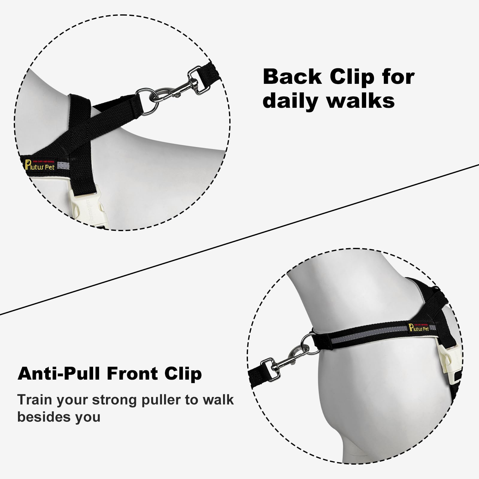 Plutus Pet harness back D-ring ready for daily walks.