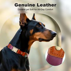 Plutus Pet collar leather hemp purple XS quick-release buckle for easy on/off.