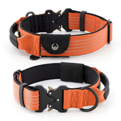 Plutus Pet tactical collar leather-wrapped handle for confident grip
