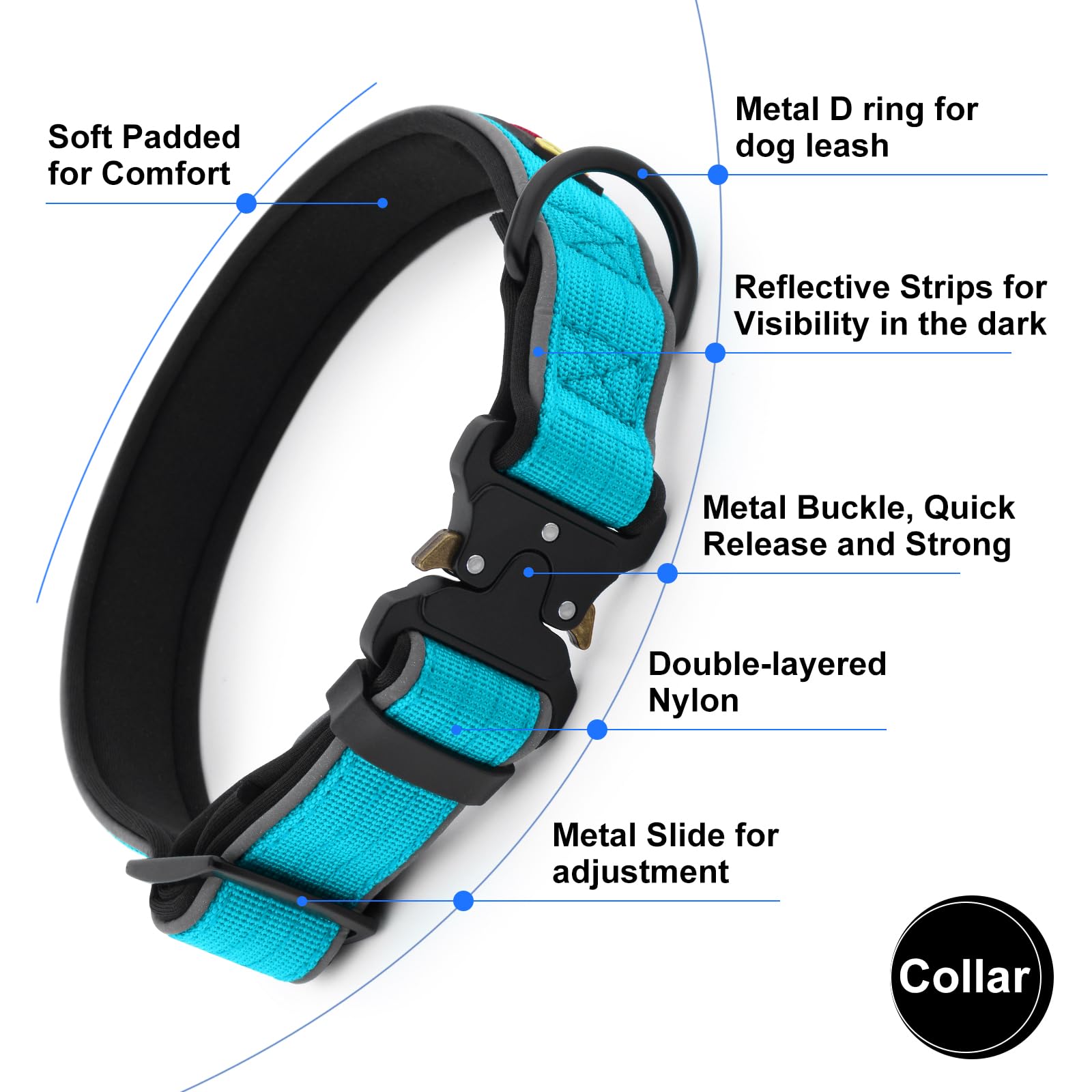 Plutus Pet Tactical Collar soft neoprene padding provides comfortable all-day wear.