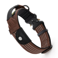 Plutus Pet tactical collar with AirTag pocket for quick locating during hikes.