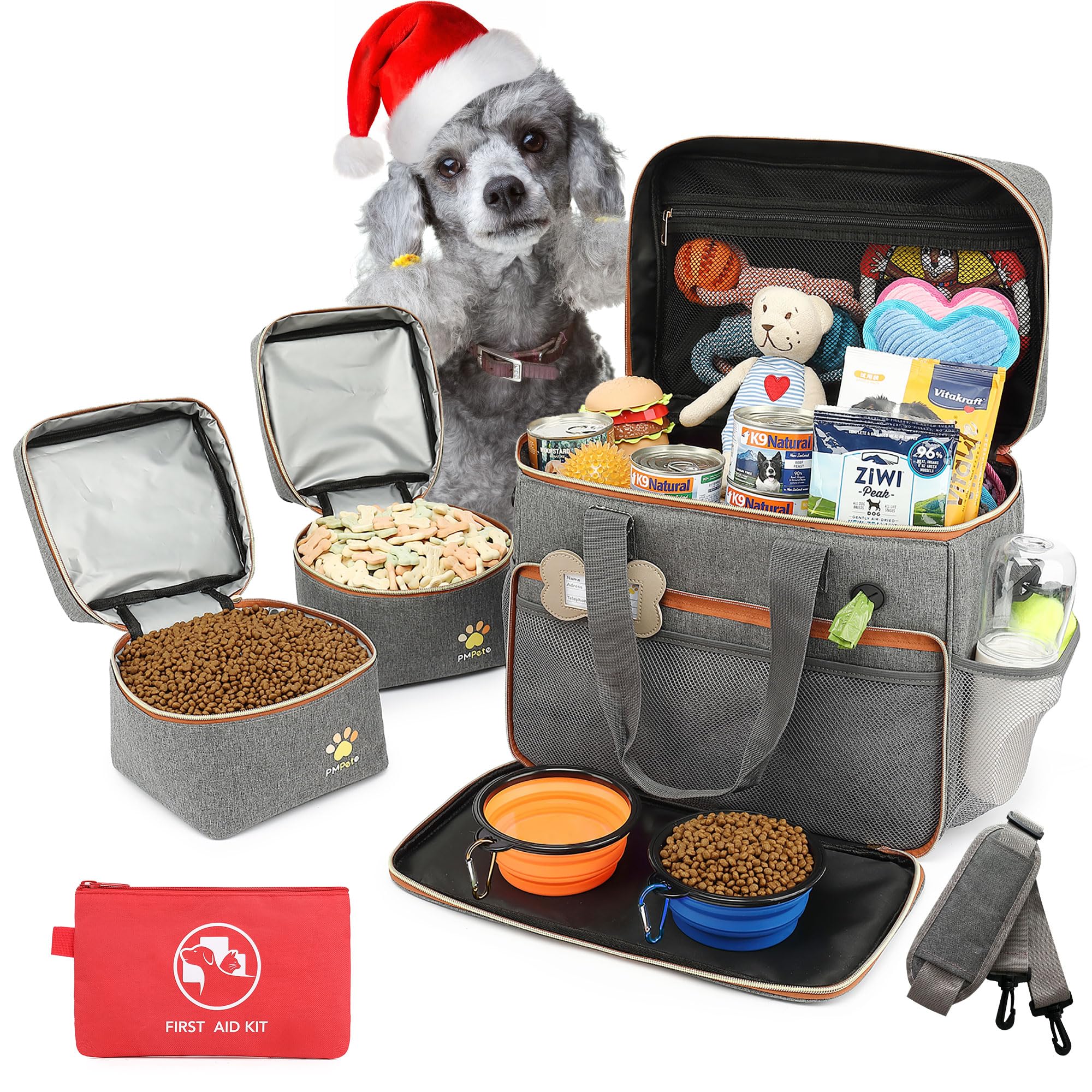 Pmpete dog travel bag grey closeup zipper for secure organization