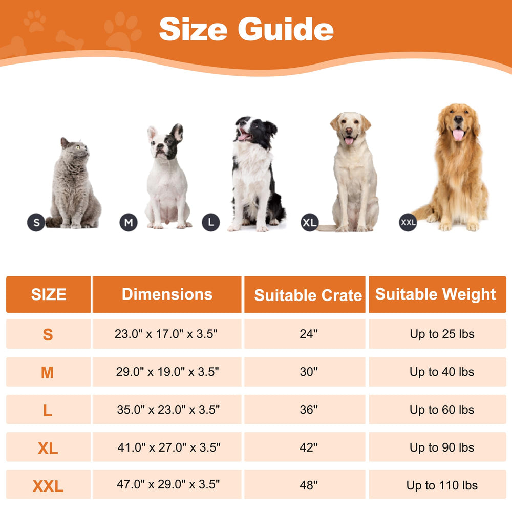 POCBLUE Deluxe dog bed measuring 29x19 inches for crate fit