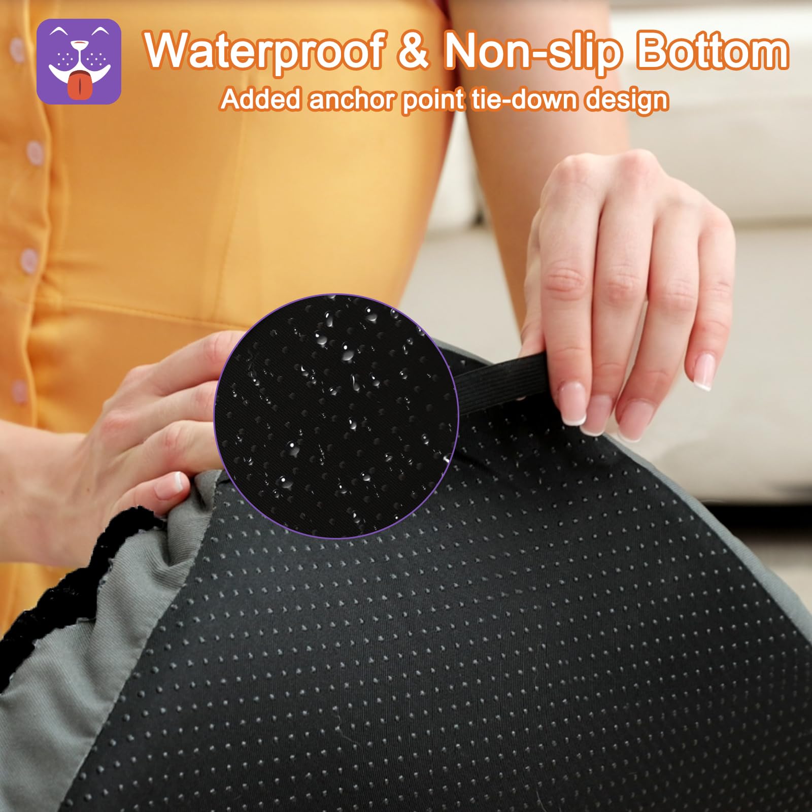 POCBLUE dog bed corner straps reinforce stability during playful moments.