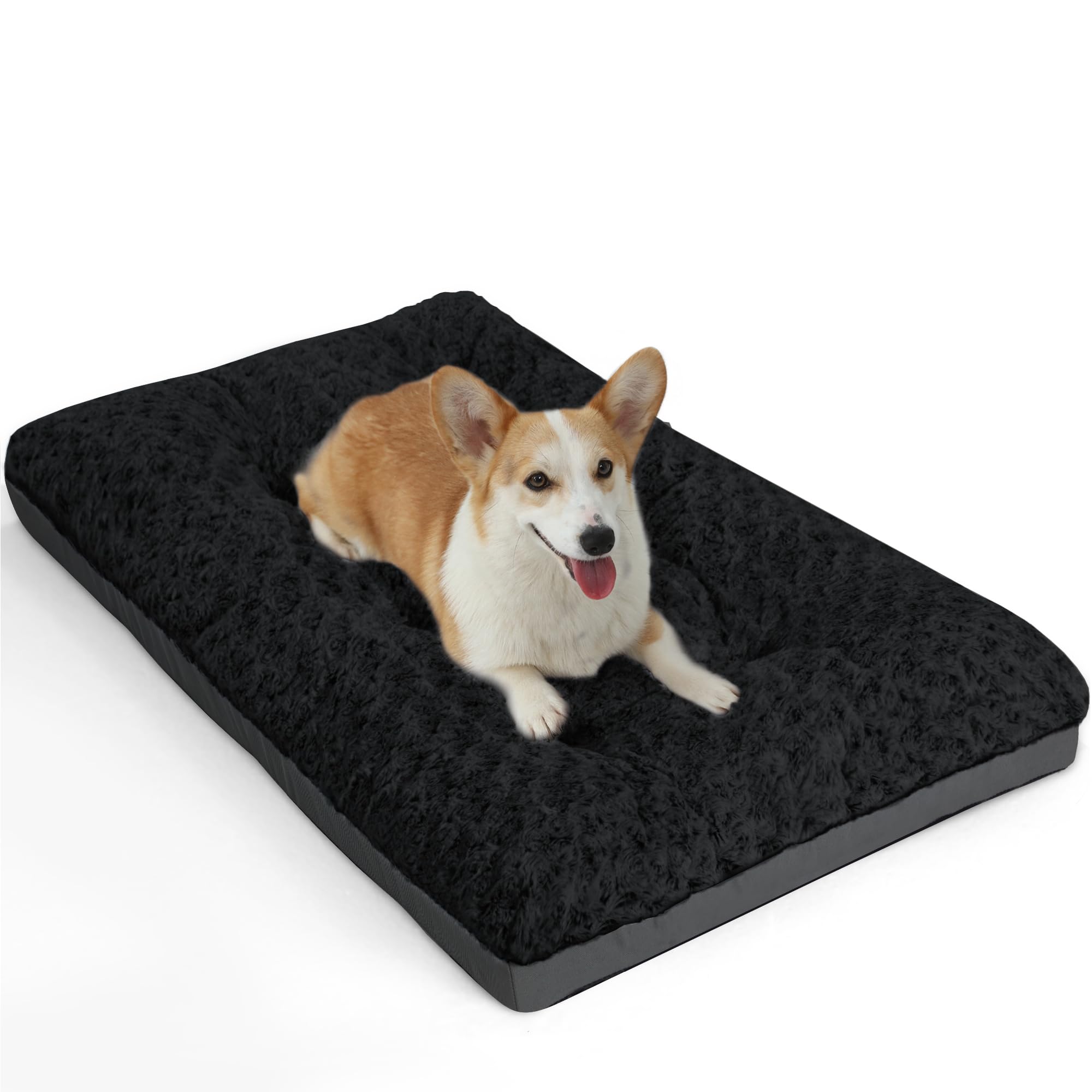 POCBLUE dog bed with rose velvet cover offers plush comfort for dogs.