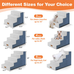 POCBLUE dog stairs 3Step grey on sofa demonstrates easy couch access for pets