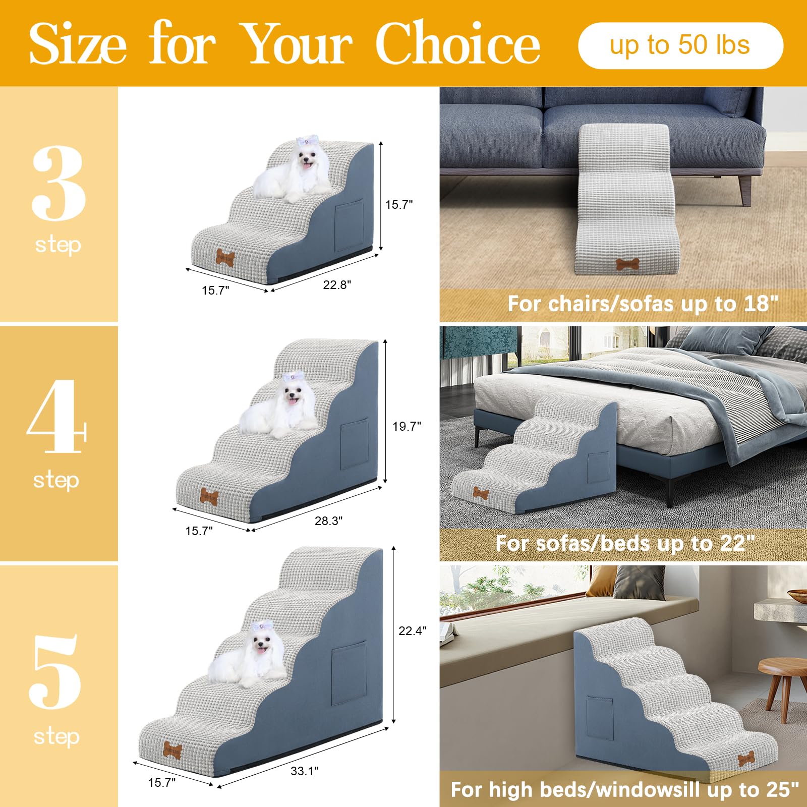 POCBLUE dog stairs low-angle curved slope aids gentle climbs for small dogs