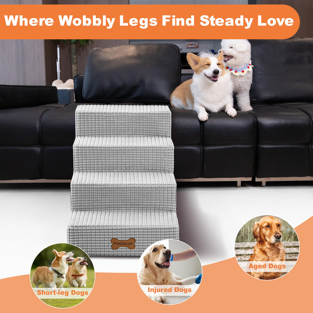 POCBLUE Dog Stairs removable machine-washable cover keeps stairs clean and pet-friendly