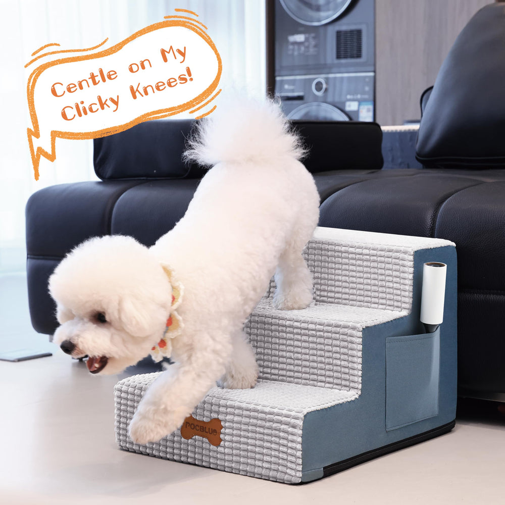 POCBLUE Dog Stairs foam core supports up to 50 lbs for confident climbs