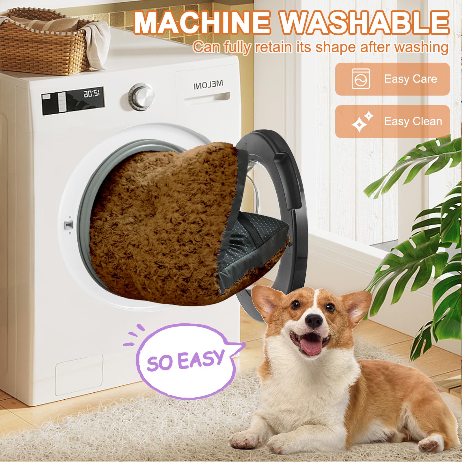 POCBLUE machine-washable pet bed cleans easily on delicate cycles.