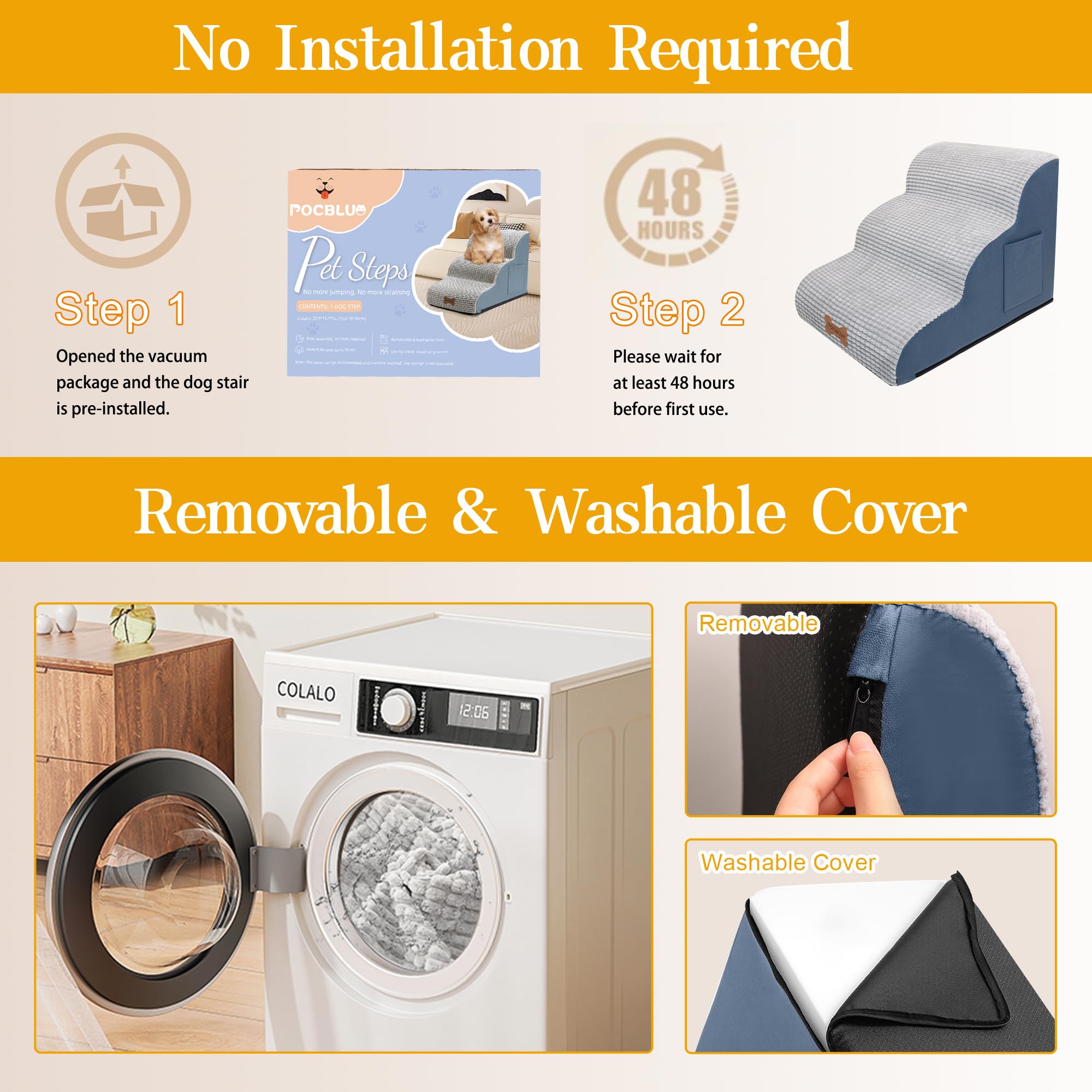 POCBLUE side pockets and water-resistant cover simplify cleaning and storage.