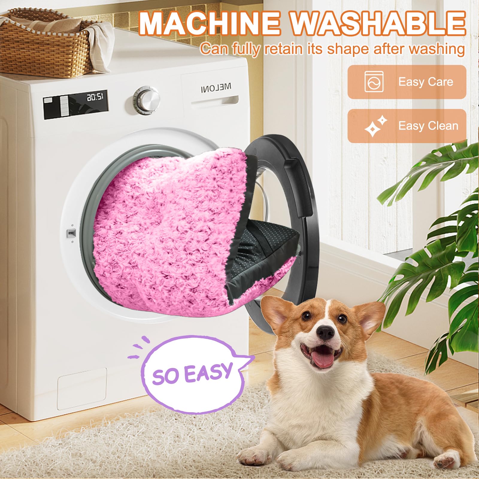 POCBLUE XXL dog bed machine washable for easy cleanup pink