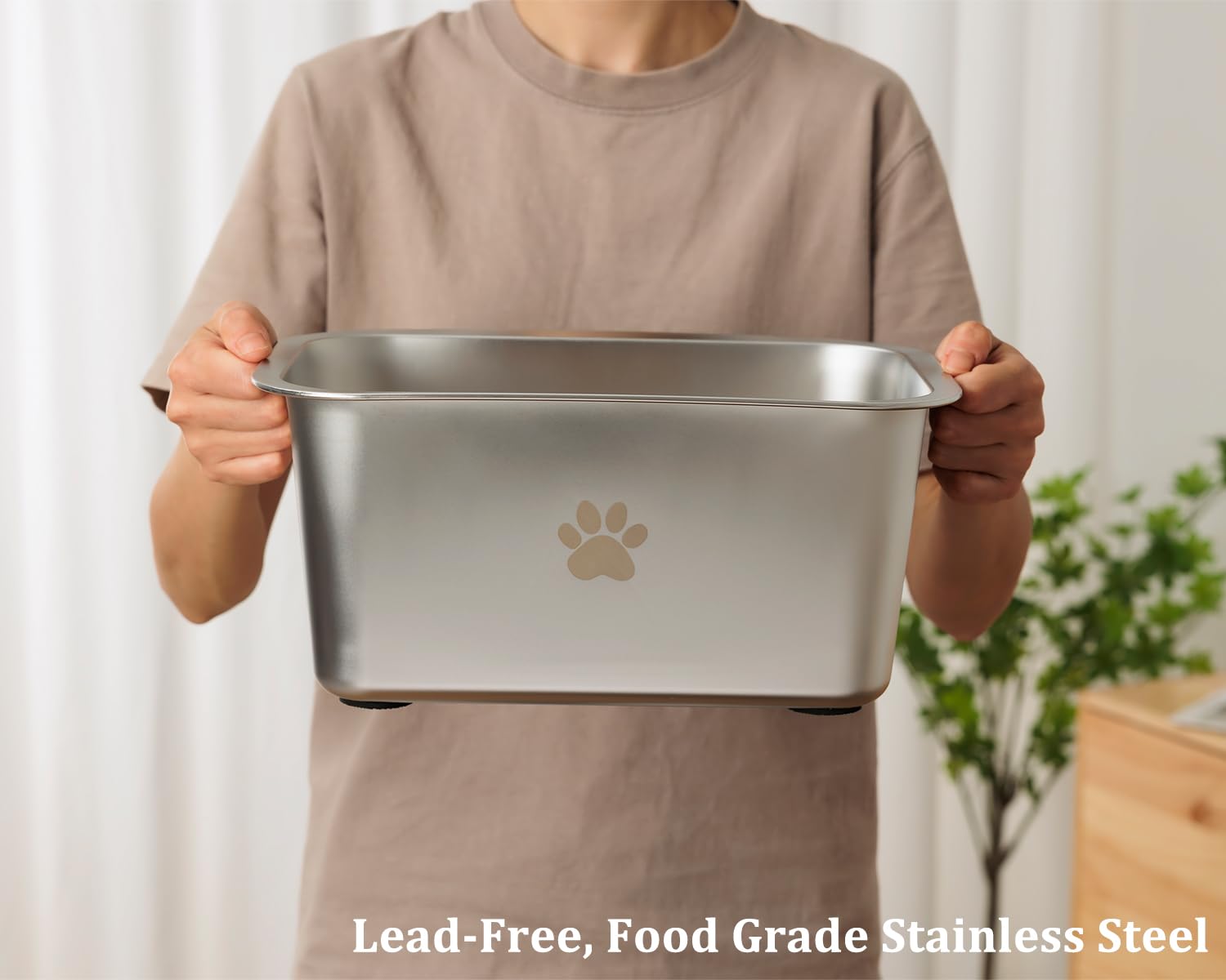 Podinor large-capacity 320oz bowl filled with water for giant breeds.