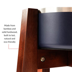Podinor elevated dog bowl stand bamboo texture close-up highlights natural, eco-friendly material.
