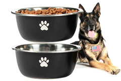 Podinor large dog water bowls 2-pack stacked for outdoor use and easy storage.