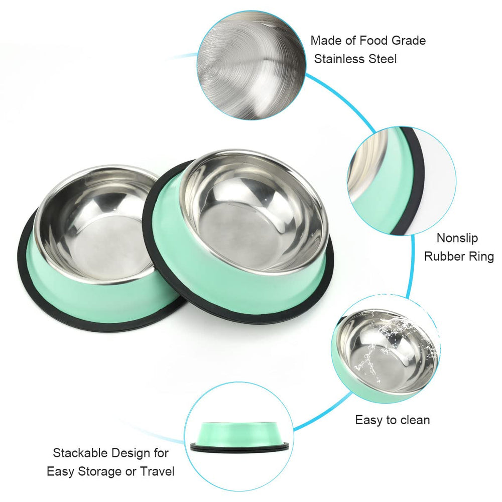 Podinor rust-resistant stainless steel bowls stay durable for daily use.