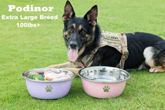 Podinor stainless steel dog bowl dishwasher safe for easy cleanup after meals.
