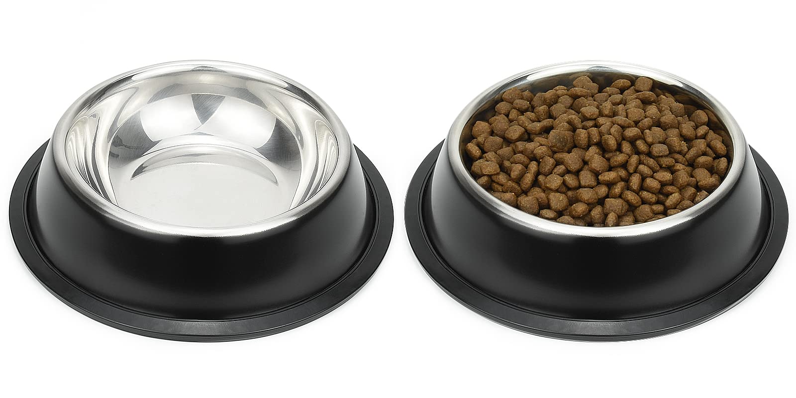 Podinor stainless steel dog bowls 2-pack featuring stackable design for space-saving storage