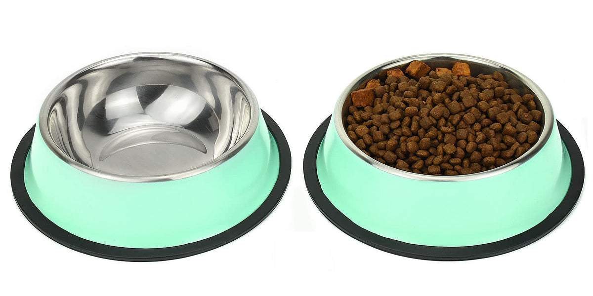 Podinor stainless steel dog bowls close-up rim with durable finish.