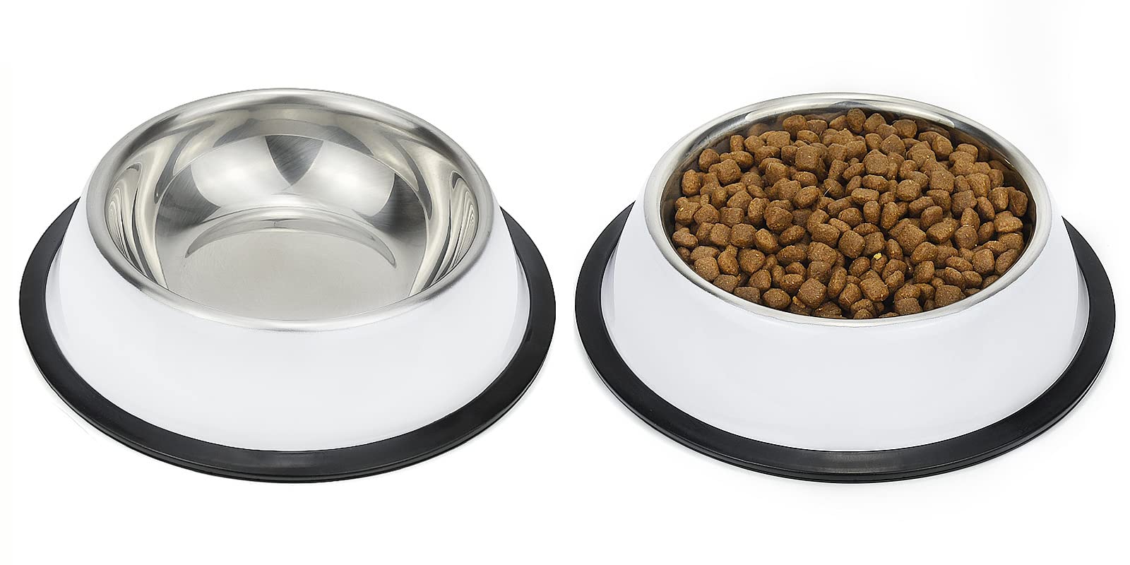 Podinor stainless steel dog bowls with non-slip base for stable, mess-free meals.