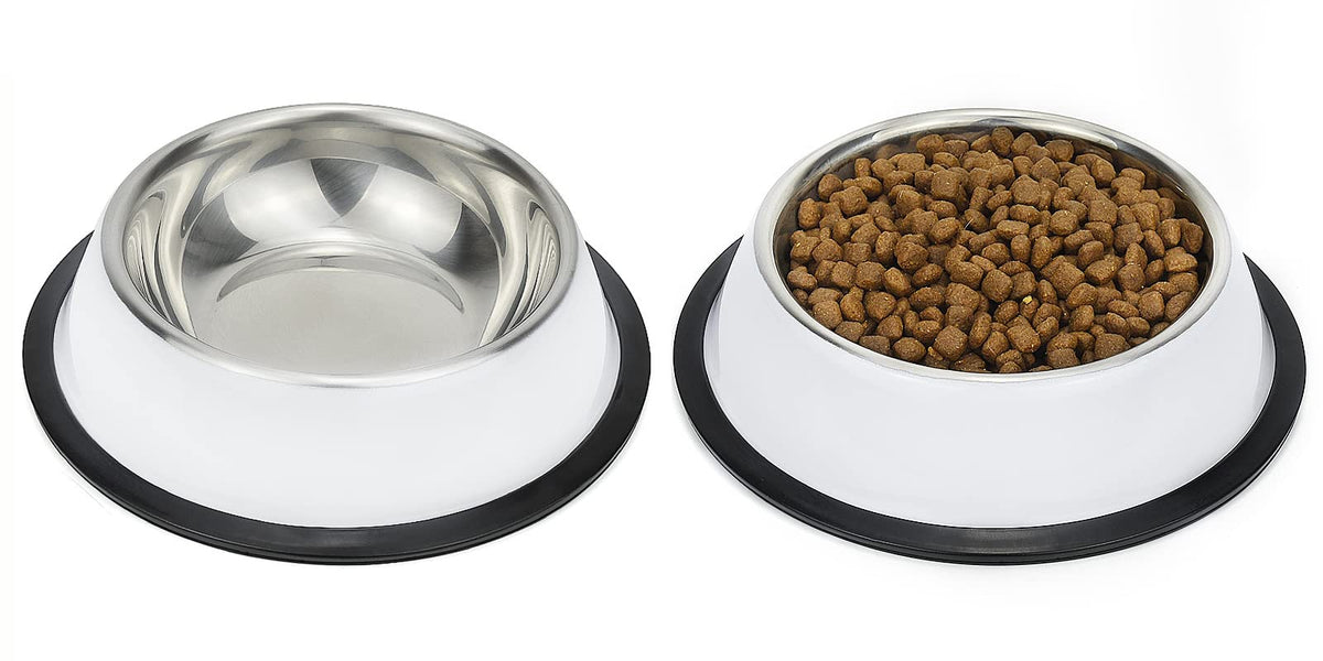 Podinor stainless steel dog bowls with non-slip base for stable, mess-free meals.
