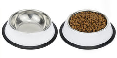 Podinor stainless steel dog bowls with non-slip base for stable, mess-free meals.