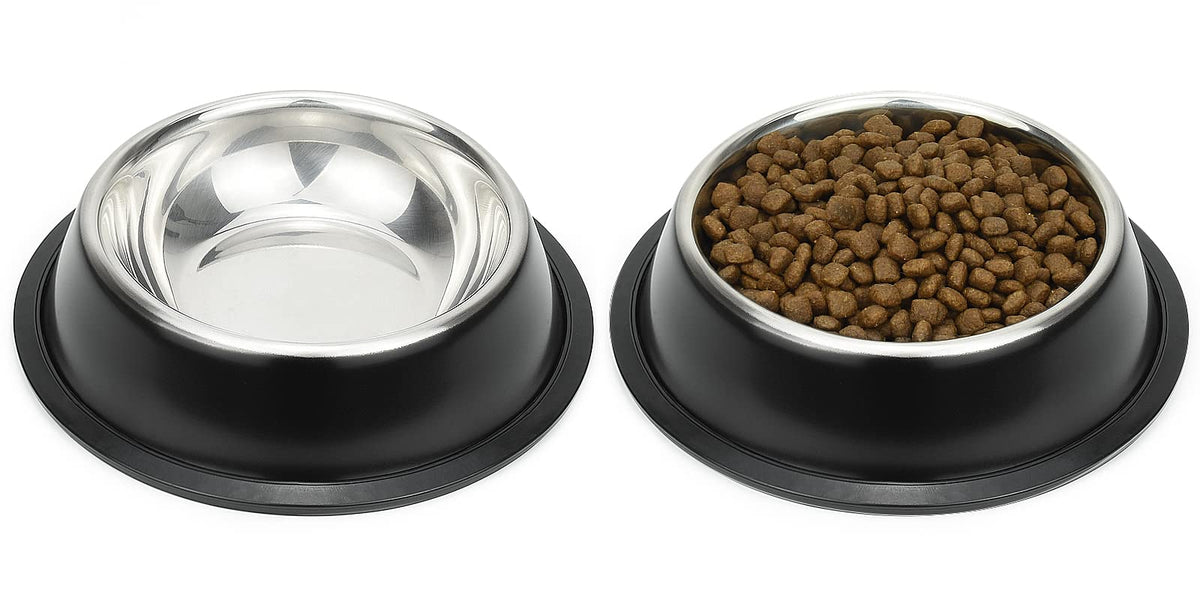 Podinor stainless steel dog bowls with non-slip bottom keep meals stable.