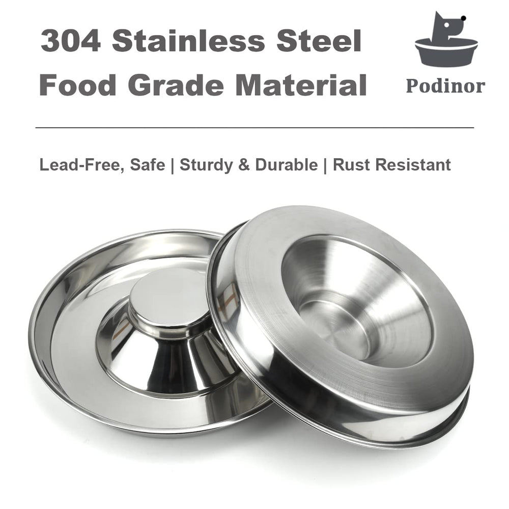 Podinor bowls with low rim for easier access and cleaner feeding.