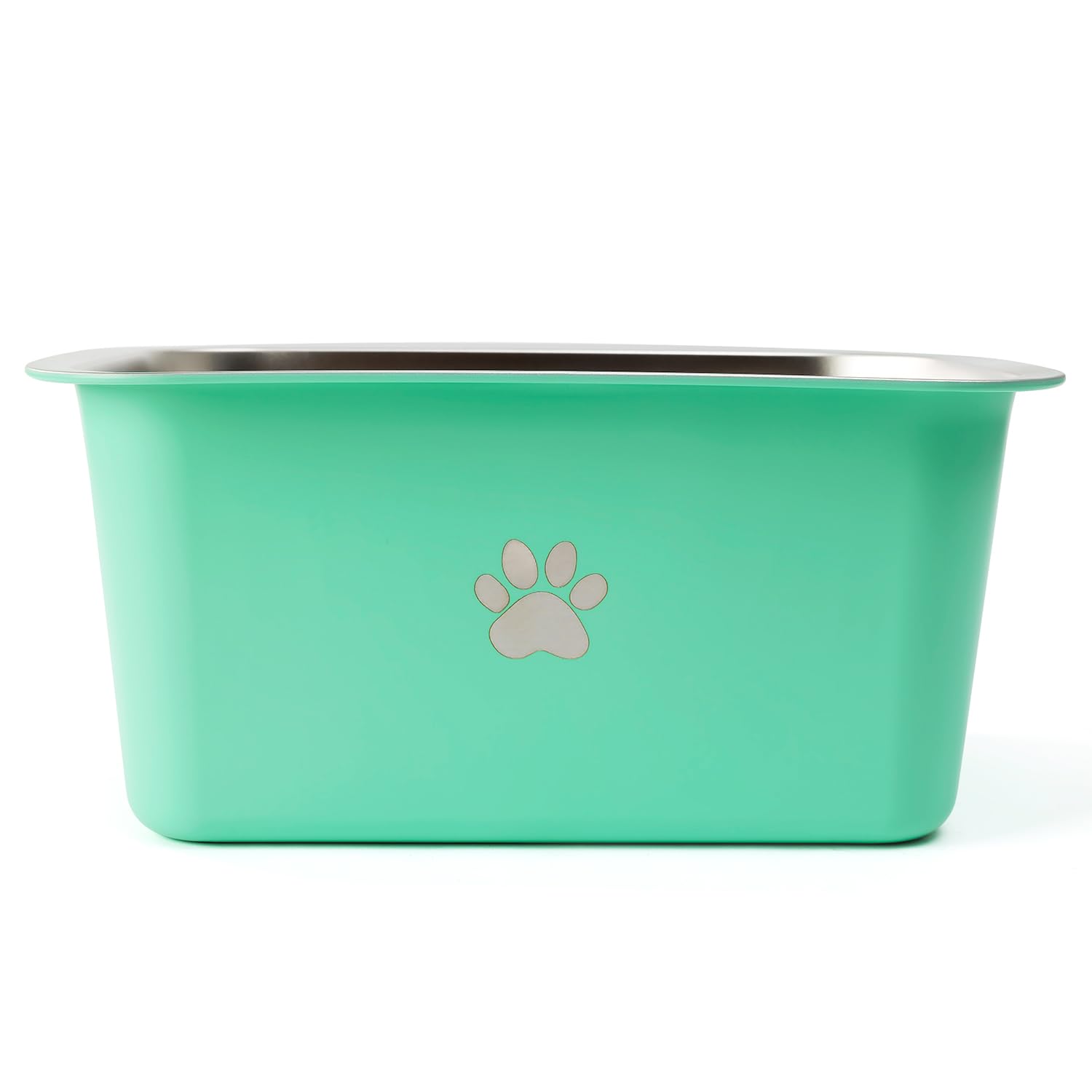 Podinor water bowl 2-5 gallon aqua side view for outdoor large-breed hydration.