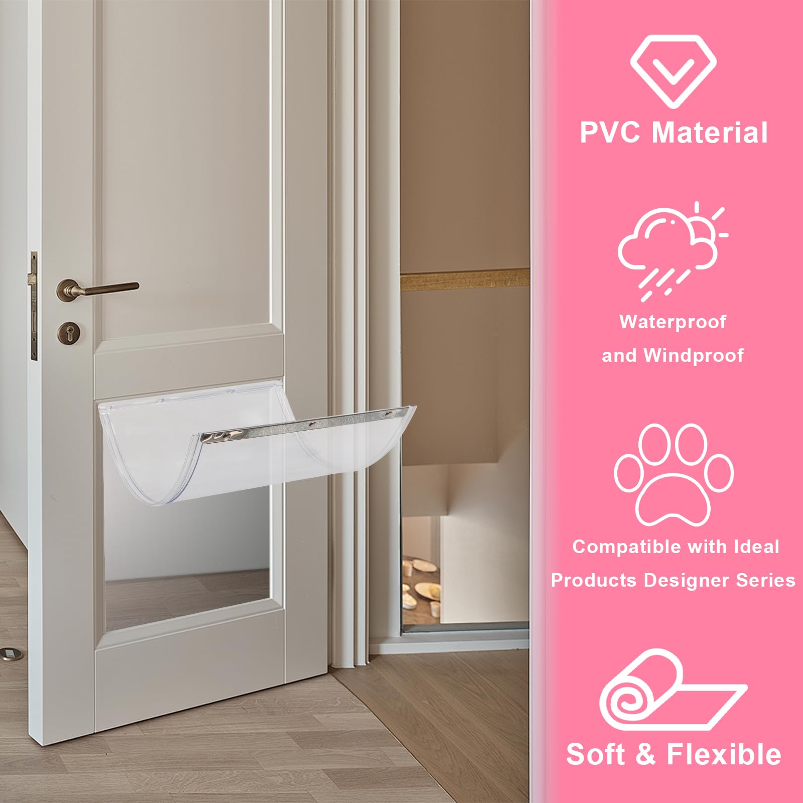 Podoy XL door flap bottom rivets detail for secure durability