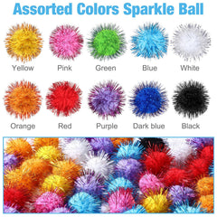 Poen 1.8-inch fuzzy balls with tinsel offer light, engaging play