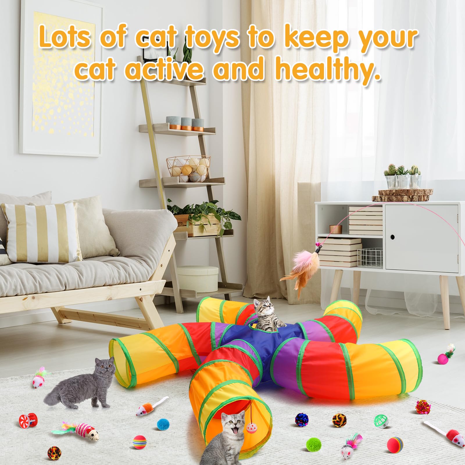 Poen cat toy crinkle ball offers auditory stimulation during playful pounces.
