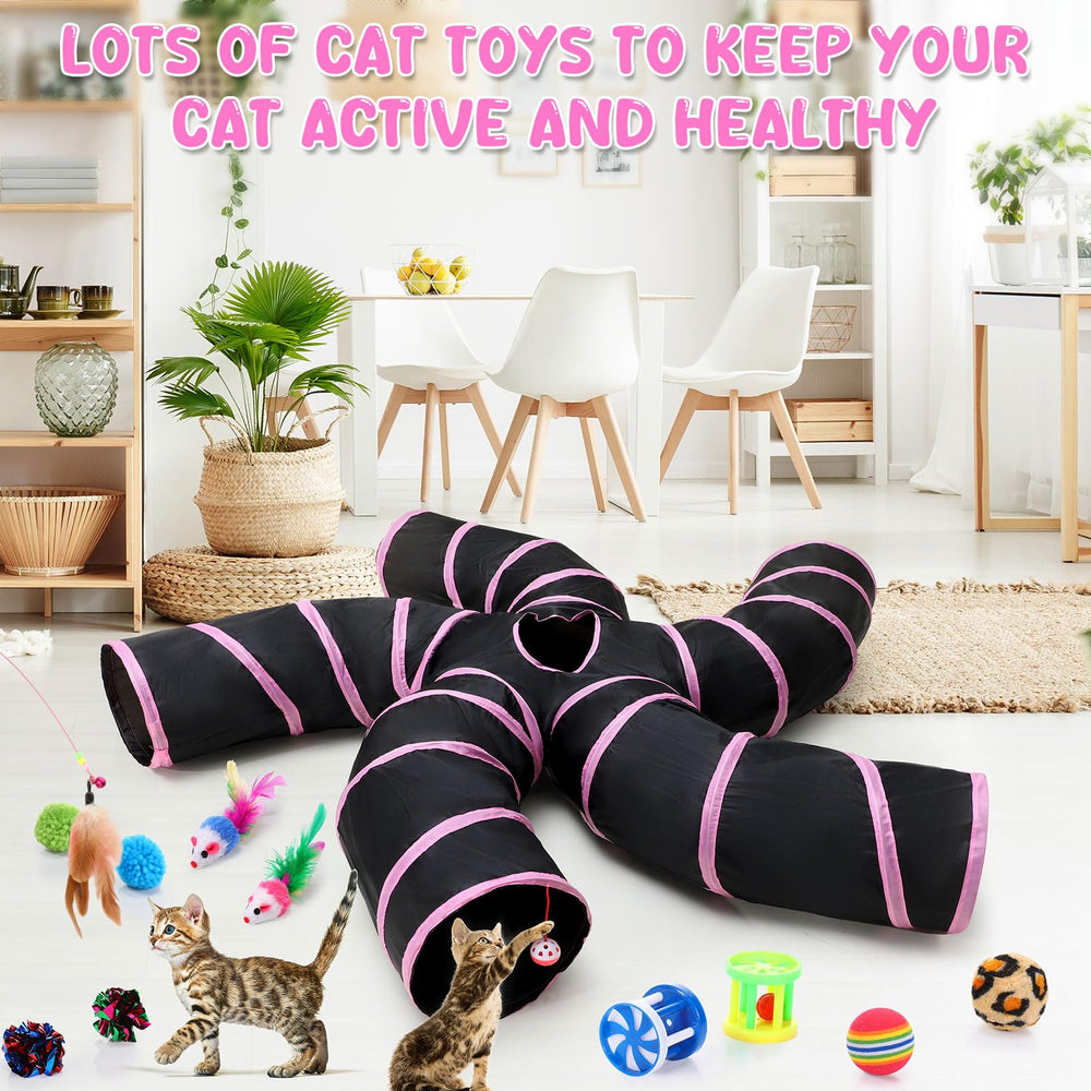 Poen cat tunnel interactive toys pack energizes indoor play and exploration.