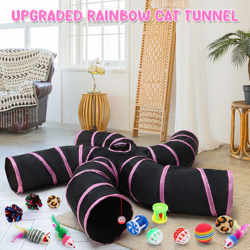 Poen cat tunnel wrinkle balls add crinkle sounds for engaging play.