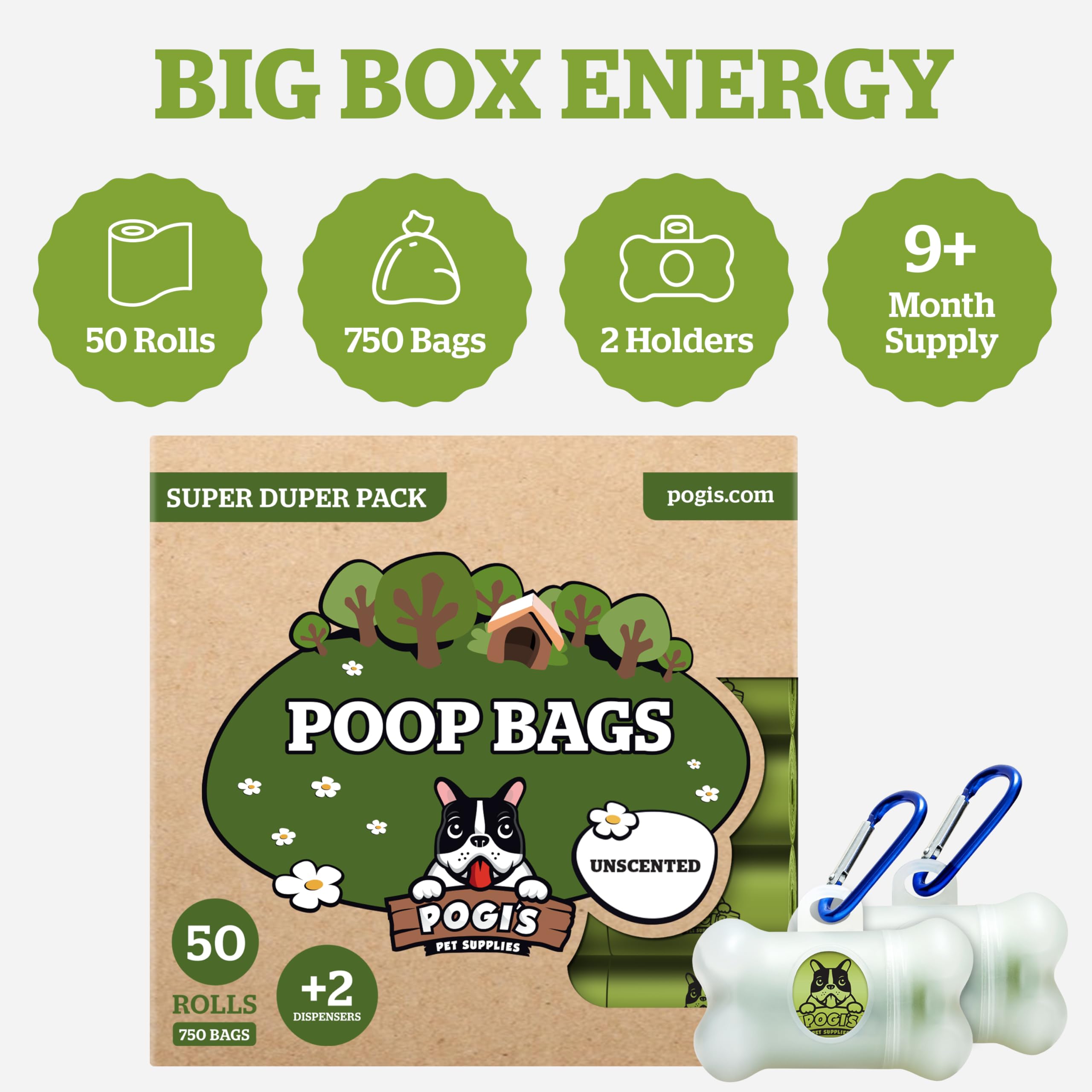 Pogi's 50-roll, 750-count kit provides months of ready-to-use bags.